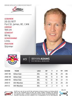 2012-13 Playercards (DEL) #DEL-233 Bryan Adams Back