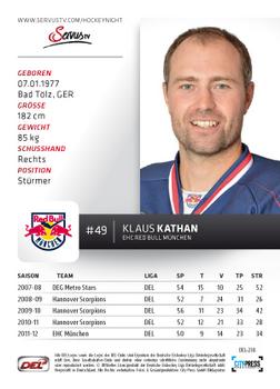 2012-13 Playercards (DEL) #DEL-238 Klaus Kathan Back