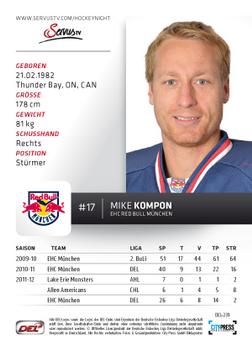 2012-13 Playercards (DEL) #DEL-239 Mike Kompon Back