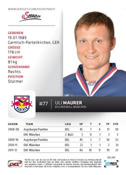 2012-13 Playercards (DEL) #DEL-240 Uli Maurer Back