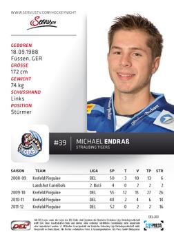 2012-13 Playercards (DEL) #DEL-283 Michael Endrass Back