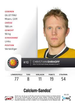 2012-13 Playercards (DEL) #DEL-320 Christian Ehrhoff Back