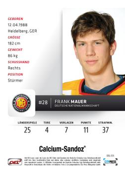 2012-13 Playercards (DEL) #DEL-333 Frank Mauer Back