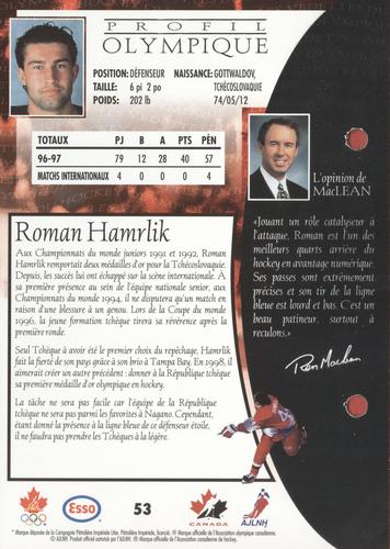 1997 Esso Olympic Hockey Heroes French #53 Roman Hamrlik Back