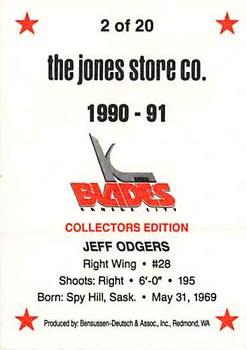 1990-91 Kansas City Blades (IHL) #2 Jeff Odgers Back