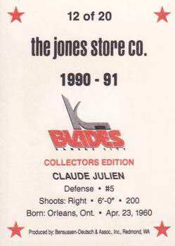 1990-91 Kansas City Blades (IHL) #12 Claude Julien Back