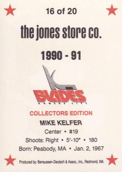 1990-91 Kansas City Blades (IHL) #16 Mike Kelfer Back