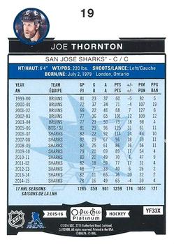 2015-16 O-Pee-Chee Platinum #19 Joe Thornton Back
