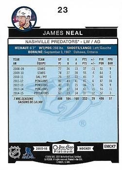 2015-16 O-Pee-Chee Platinum #23 James Neal Back