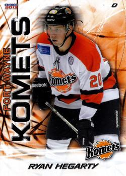 2012-13 Choice Fort Wayne Komets (ECHL) #10 Ryan Hegarty Front