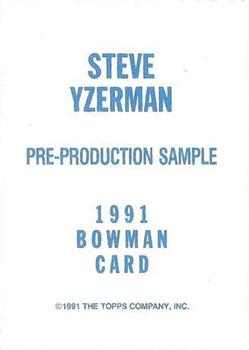 1991-92 Bowman - Pre-Production Samples #NNO Steve Yzerman Back