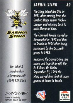 1994-95 Slapshot Sarnia Sting (OHL) #30 Buzz Back