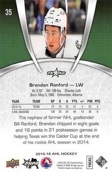 2015-16 Upper Deck AHL #35 Brendan Ranford Back