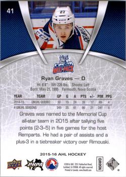 2015-16 Upper Deck AHL #41 Ryan Graves Back