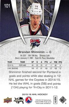 2015-16 Upper Deck AHL #101 Brendan Shinnimin Back