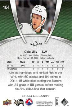 2015-16 Upper Deck AHL #104 Cole Ully Back