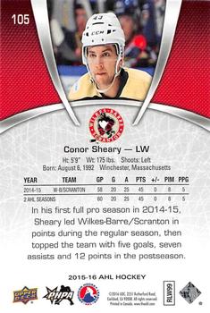 2015-16 Upper Deck AHL #105 Conor Sheary Back