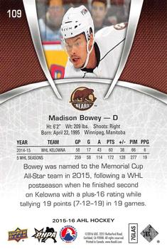 2015-16 Upper Deck AHL #109 Madison Bowey Back