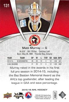 2015-16 Upper Deck AHL #131 Matt Murray Back