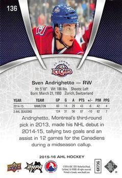 2015-16 Upper Deck AHL #136 Sven Andrighetto Back