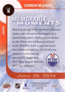 2016 Upper Deck National Hockey Card Day Canada #CAN16 Connor McDavid Back