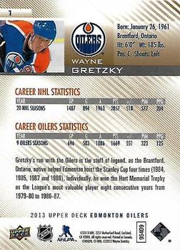 2013 Upper Deck Edmonton Oilers - Rainbow Parallel #1 Wayne Gretzky Back