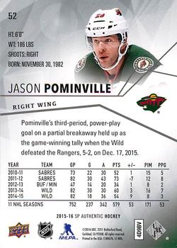 2015-16 SP Authentic #52 Jason Pominville Back