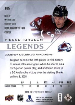 2015-16 SP Authentic #105 Pierre Turgeon Back