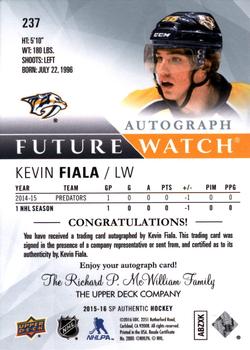 2015-16 SP Authentic #237 Kevin Fiala Back