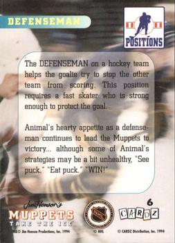 1994 Cardz Muppets Take the Ice #6 Defense Back