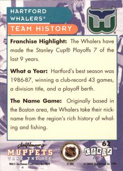1994 Cardz Muppets Take the Ice #62 Hartford Whalers Logo Back