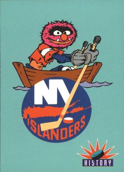 1994 Cardz Muppets Take the Ice #66 New York Islanders Logo Front