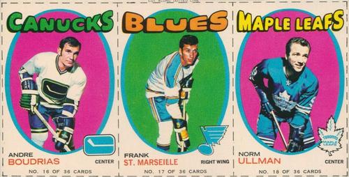 1971-72 Bazooka - Panels #16-18 Andre Boudrias / Frank St. Marseille / Norm Ullman Front