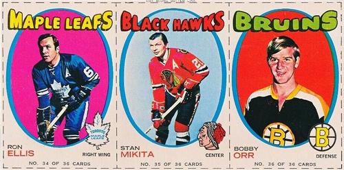 1971-72 Bazooka - Panels #34-36 Ron Ellis / Stan Mikita / Bobby Orr Front