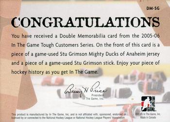 2005-06 In The Game Tough Customers - Double Memorabilia #SG Stu Grimson Back