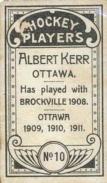 1911-12 Imperial Tobacco Hockey Players (C55) #10 Albert Kerr Back