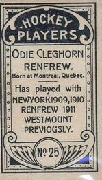 1911-12 Imperial Tobacco Hockey Players (C55) #25 Odie Cleghorn Back