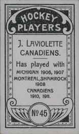 1911-12 Imperial Tobacco Hockey Players (C55) #45 Jack Laviolette Back