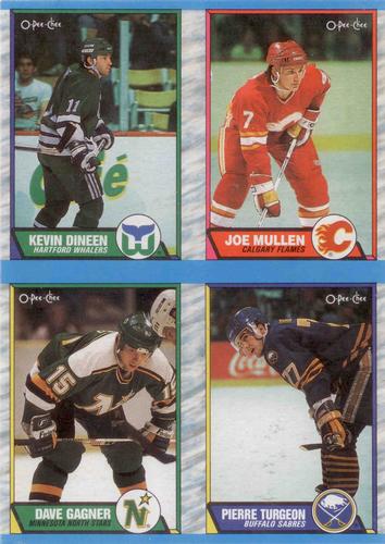 1989-90 O-Pee-Chee - Box Bottom Panels #MNOP Kevin Dineen / Dave Gagner / Joe Mullen / Pierre Turgeon Front