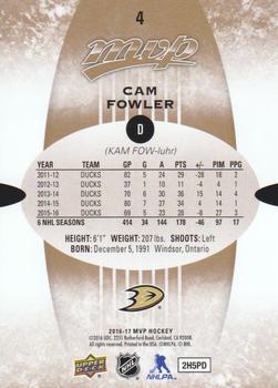 2016-17 Upper Deck MVP #4 Cam Fowler Back