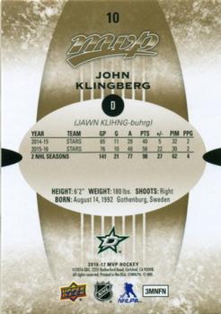 2016-17 Upper Deck MVP #10 John Klingberg Back