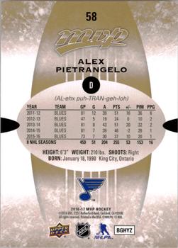 2016-17 Upper Deck MVP #58 Alex Pietrangelo Back