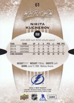 2016-17 Upper Deck MVP #61 Nikita Kucherov Back