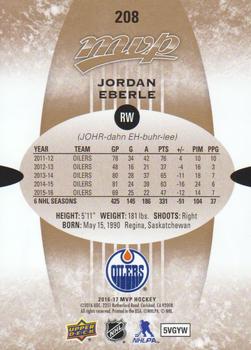 2016-17 Upper Deck MVP #208 Jordan Eberle Back