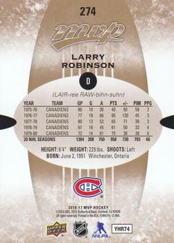 2016-17 Upper Deck MVP #274 Larry Robinson Back