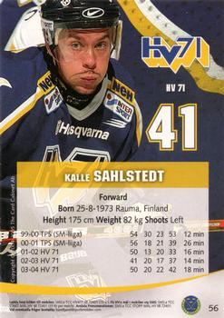 2004-05 SHL Elitset #56 Kalle Sahlstedt Back