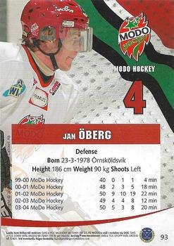 2004-05 SHL Elitset #93 Jan Oberg Back