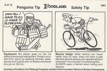 1990-91 Foodland Pittsburgh Penguins Police #6 Mark Recchi Back