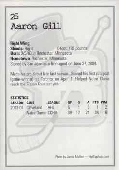 2004-05 Cleveland Barons (AHL) #NNO Aaron Gill Back