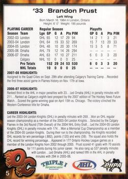 2007-08 Quad City Flames (AHL) #5 Brandon Prust Back
